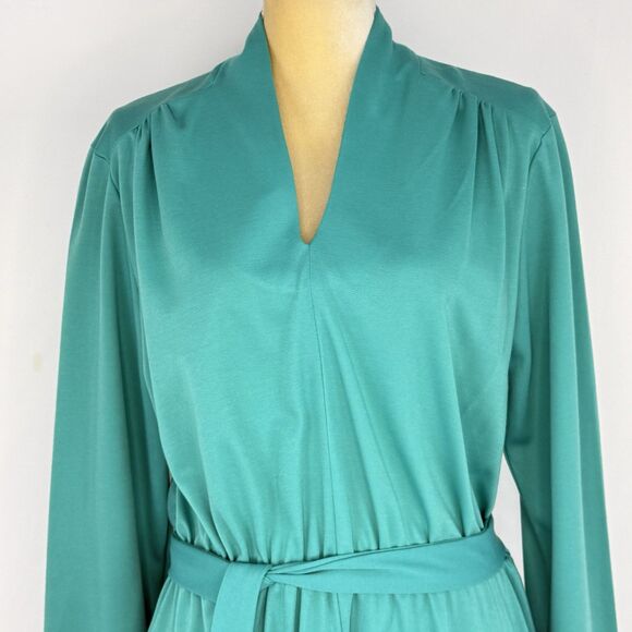 Antthony Richards Women Green Midi Dress V Neck Tie Waist Size 12 Vintage - Picture 8 of 16
